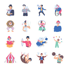 Fototapeta premium Pack of Flat Circus Characters