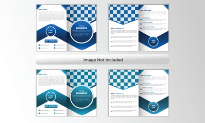 Bifold brochure design. Blue template for bi-fold flyer.Creative concept folded flyer or brochure.
