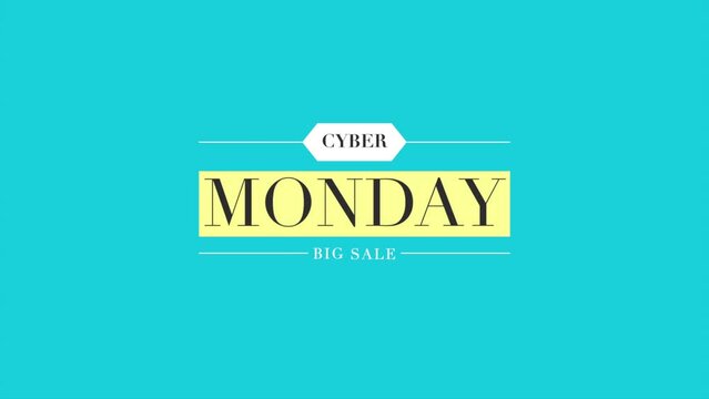 Modern Cyber Monday and Big Sale text on blue gradient, motion abstract holidays, minimalism and promo style background
