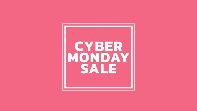 Modern Cyber Monday Sale text in frame on pink gradient, motion abstract holidays, minimalism and promo style background