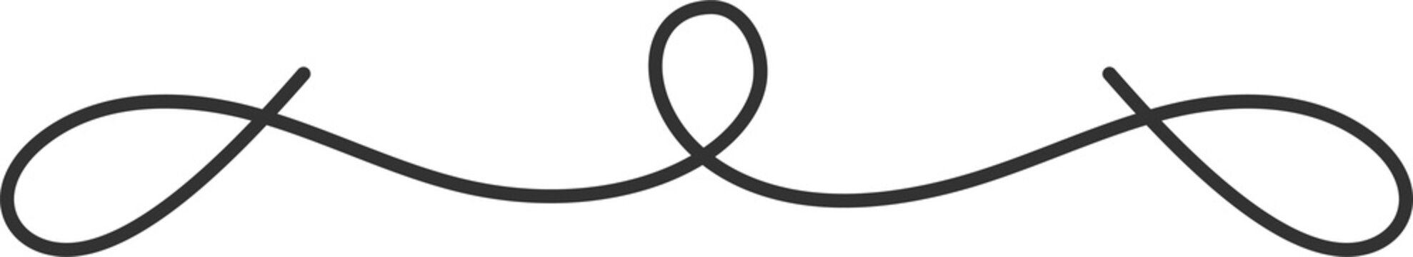 Underlines with swish swoosh and curly stroke. Swash hand drawn divider. Squiggle calligraphy element. Swirl doodle.