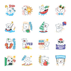 Pack of Summer Holiday Flat Stickers 

