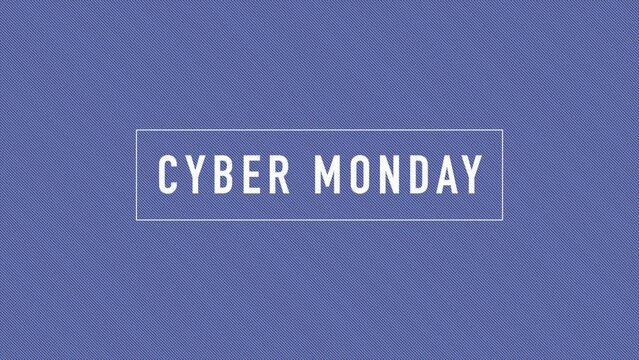 Modern Cyber Monday text in frame on blue gradient, motion abstract holidays, minimalism and promo style background