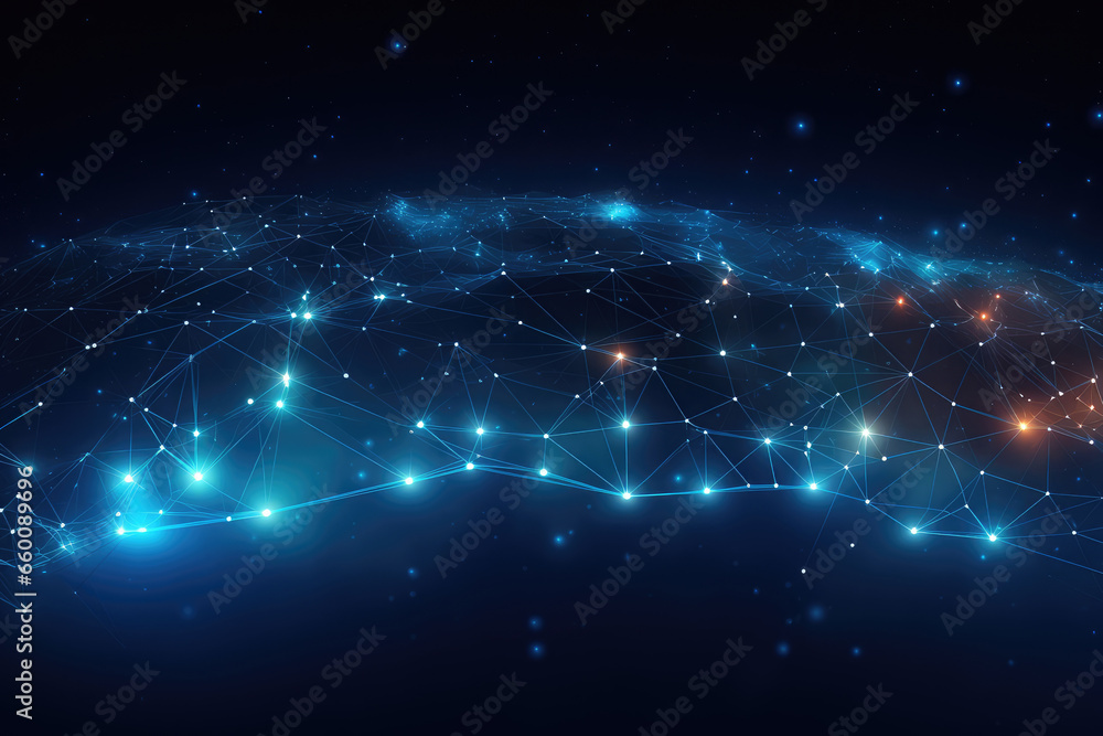 Aufkleber abstract network connection on dark background. technology concept.