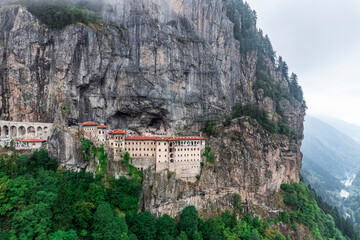 View of Sumela Monastery in Trabzon Province of Turkey.