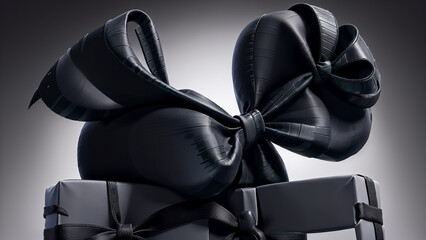 Black Friday Sale Vintage Background With Black Bow And Gift Box