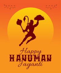 Happy Hanuman Jayanti festival Silhouette vector illustration.