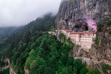 View of Sumela Monastery in Trabzon Province of Turkey.