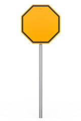 Road traffic signs on pole isolated on white background.