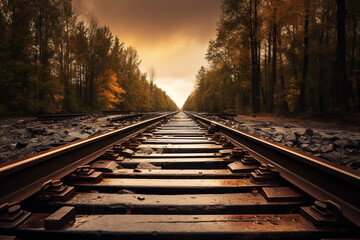 Fototapeta premium railway in the woods