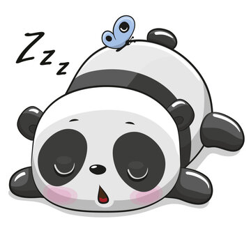 Cartoon Panda sleeping on his belly