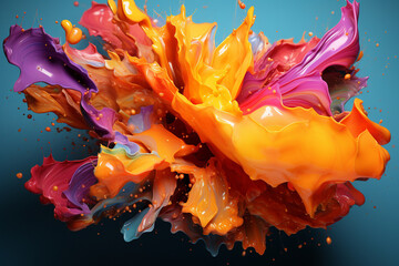 Abstract colored paint splashes. Close up. AI Generative