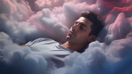 man sleeping in clouds