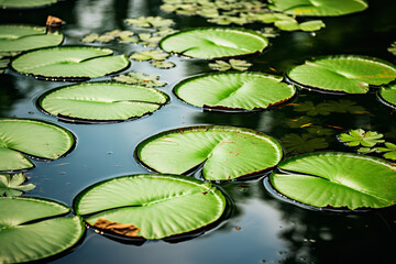 Green Lily Pads on Water