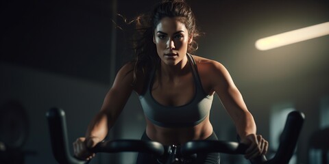 Fototapeta na wymiar woman exercising in gym