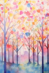 watercolor landscape with trees - generative ai
