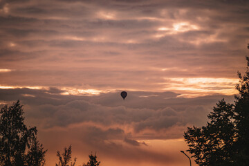 balloon at sunset