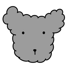 Gray Poodle Dog Head Cartoon illustration Grey Poodle Dog Cute Dog Dog Sticker Cute Element