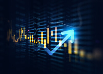 Digital data financial investment and trading graph chart.	
