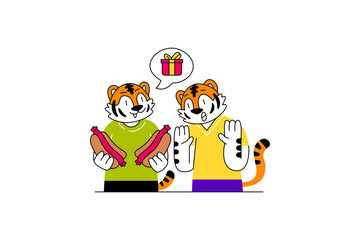 Cute Animal Foodies Illustration Design for your presentation, business, and many more