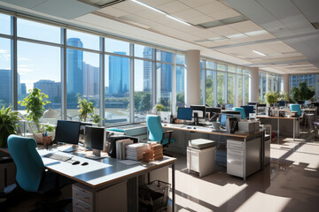 Fototapeta na wymiar Interior of an office in a modern building.