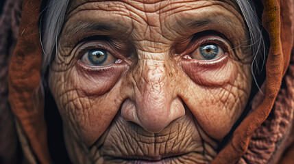 an elderly person, wrinkles telling stories of a life well-lived, radiating warmth and wisdom. 