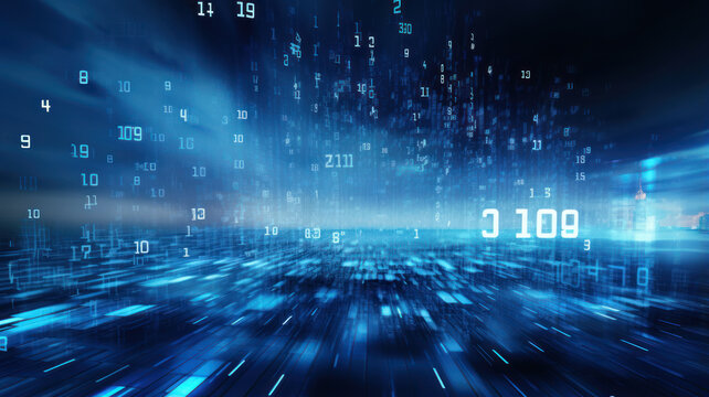 Interwoven Numbers on Futuristic Tech Background