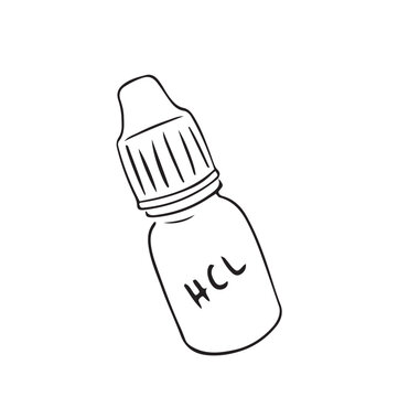 Plastic bottle vector illustration. Hand drawn hydrochloric acid bottle. 