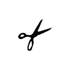 Scissors icon. Simple style barbershop company poster background symbol. Barbershop brand logo design element. Scissors t-shirt printing. Vector for sticker.