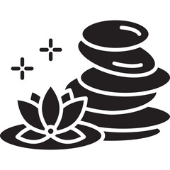 Spa and massage stone icon with lotus flower