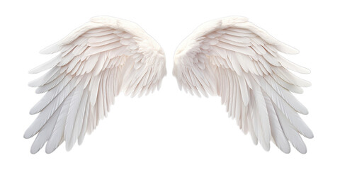 White angel wings isolated on transparent background PNG - obrazy, fototapety, plakaty