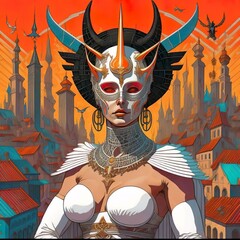 the devil mask on a female 