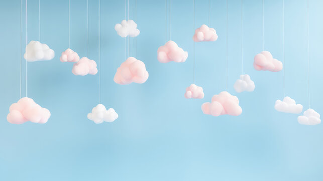 Hanging clouds with blue sky background.