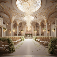 Naklejka premium Luxurios wedding hall interior design created with Generative Ai