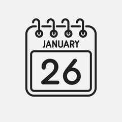 Icon page calendar day - 26 January