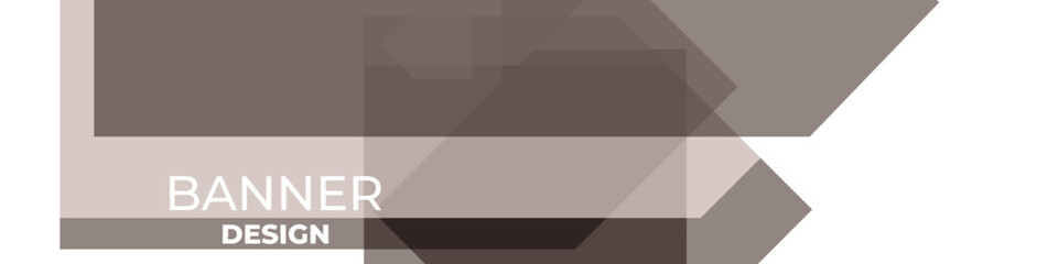 Brown and white abstract wide banner background with geometric shapes. Vector illustration