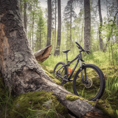 Fototapeta na wymiar A photo of a Mountain Bike isolated on a beautiful natural background 