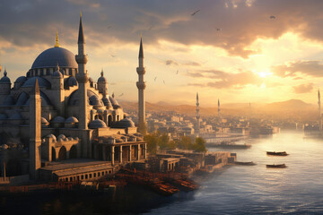 Iconic Ottoman Architecture in Modern Istanbul - obrazy, fototapety, plakaty