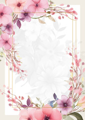 Obraz na płótnie Canvas Pink and purple violet modern wreath background invitation frame with flora and flower