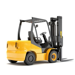 Forklift truck on white isolated background.