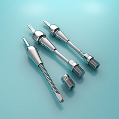 Fototapeta premium Dental tooth implant with gums. Medically accurate tooth 3D illustration