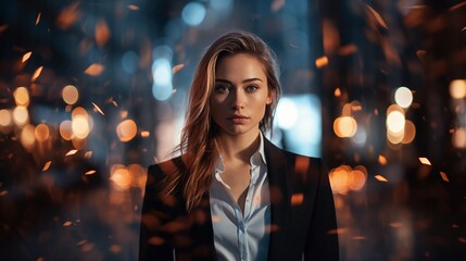 Portrait of a young confident woman in a suit as a company director