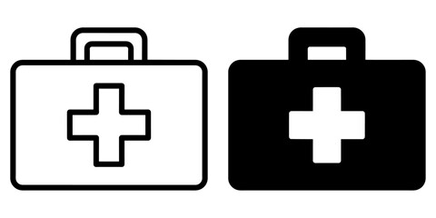 ofvs478 OutlineFilledVectorSign ofvs - first aid kit vector icon . medical care bag sign . isolated transparent . black outline and filled version . AI 10 / EPS 10 / PNG . g11821