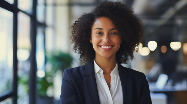 A Dark-skinned Woman In A Suit As President Of The Management Board, Management Of Large Corporations, Equal Rights At Work