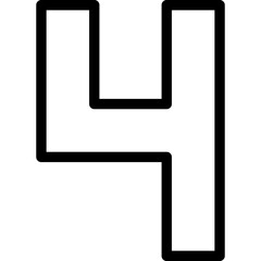 letter 4 icon flat vector illustration