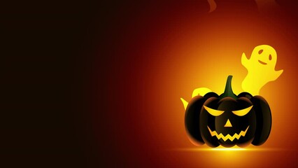 Happy Halloween banner, sale promotion or party invitation background with halloween pumpkins.