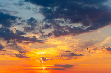 Dramatic landscape of autumn sunset