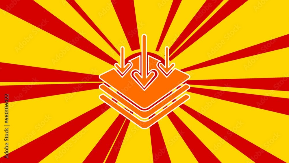 Poster absorbent symbol on the background of animation from moving rays of the sun. large orange symbol inc