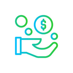 Save money business investment icon with blue and green gradient outline style. money, business, finance, cash, coin, currency, bank. Vector Illustration