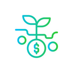 Financial growth business investment icon with blue and green gradient outline style. business, growth, financial, success, graph, finance, investment. Vector Illustration